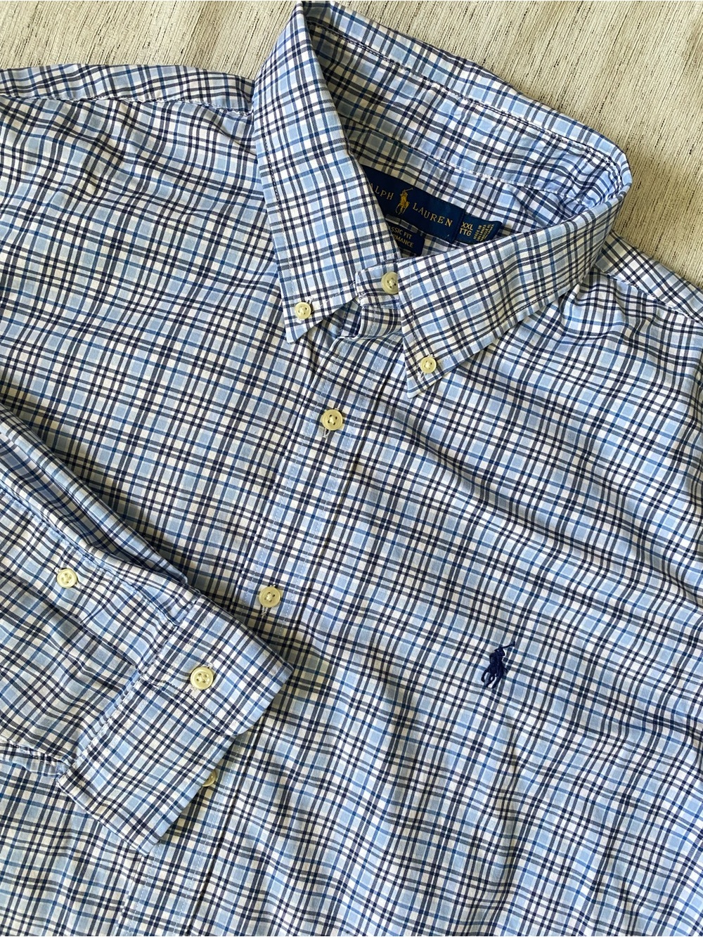 Polo by Ralph Lauren Light Blue and White Plaid Button-Down Shirt